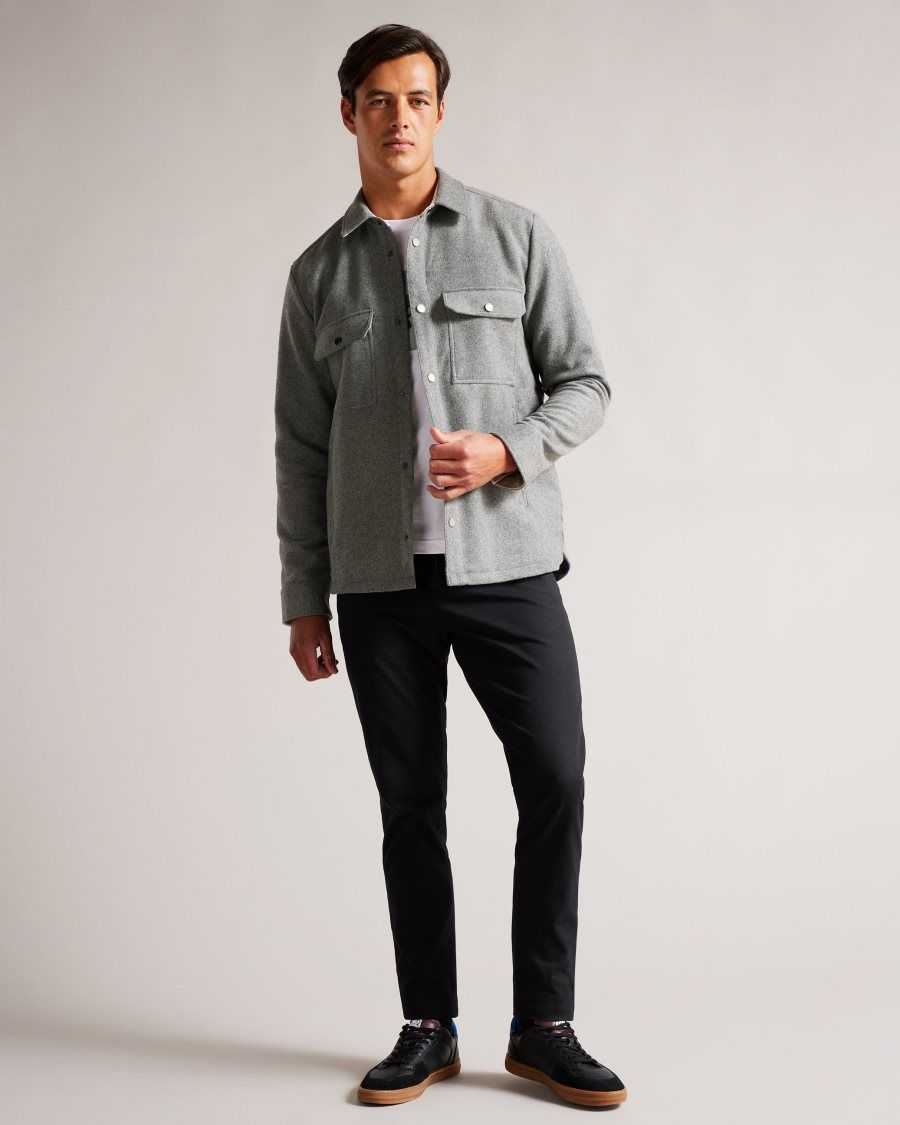 Ted Baker Anderby Long Sleeve Wool Blend Overshirt Grey | 48920-OLBU