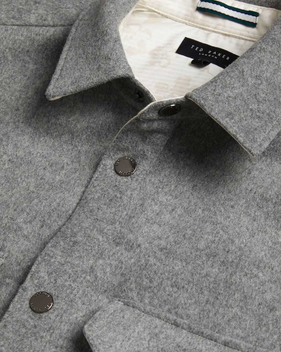 Ted Baker Anderby Long Sleeve Wool Blend Overshirt Grey | 48920-OLBU