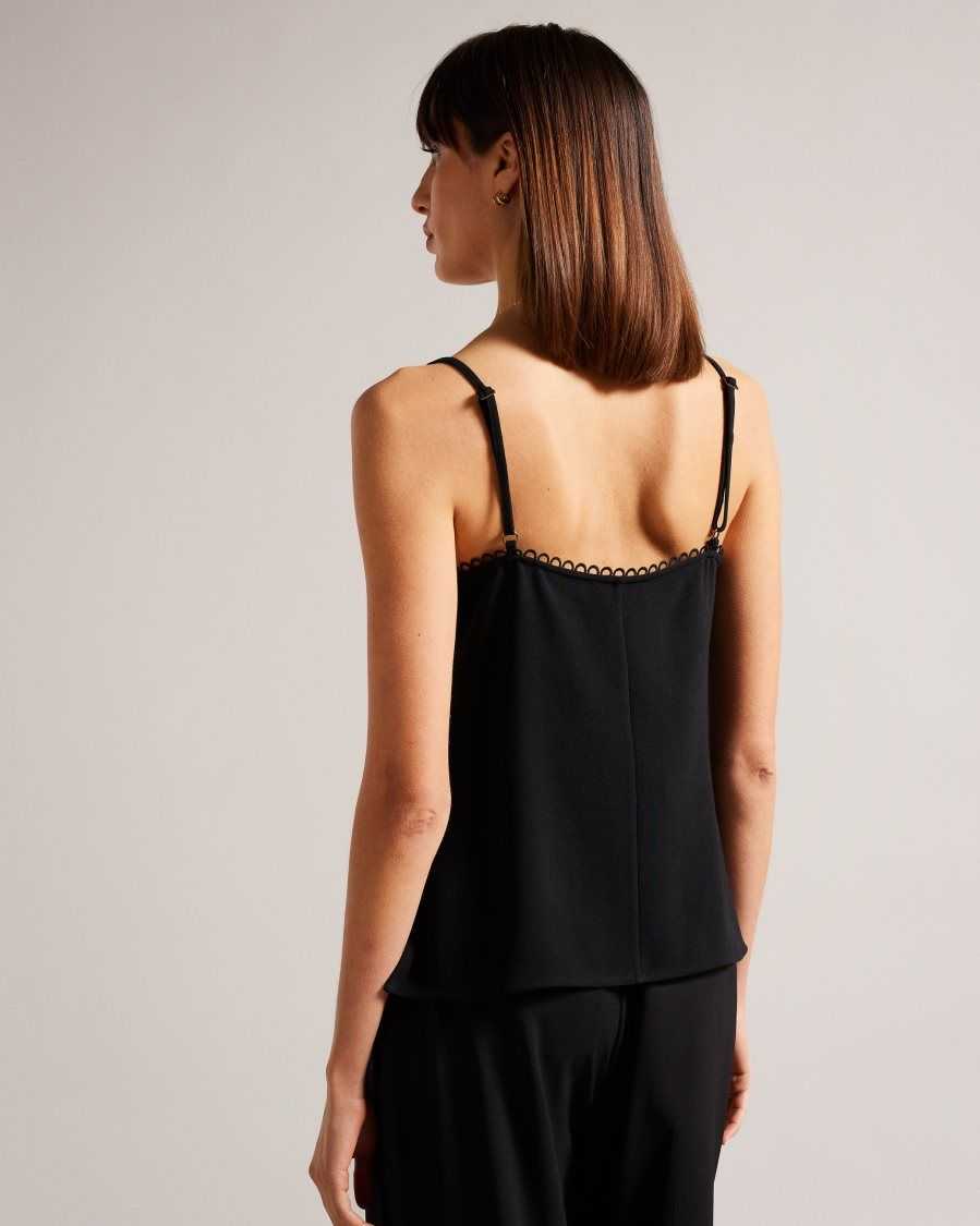 Ted Baker Andreno Strappy Cami With Looped Trims Black | 07432-JZDS