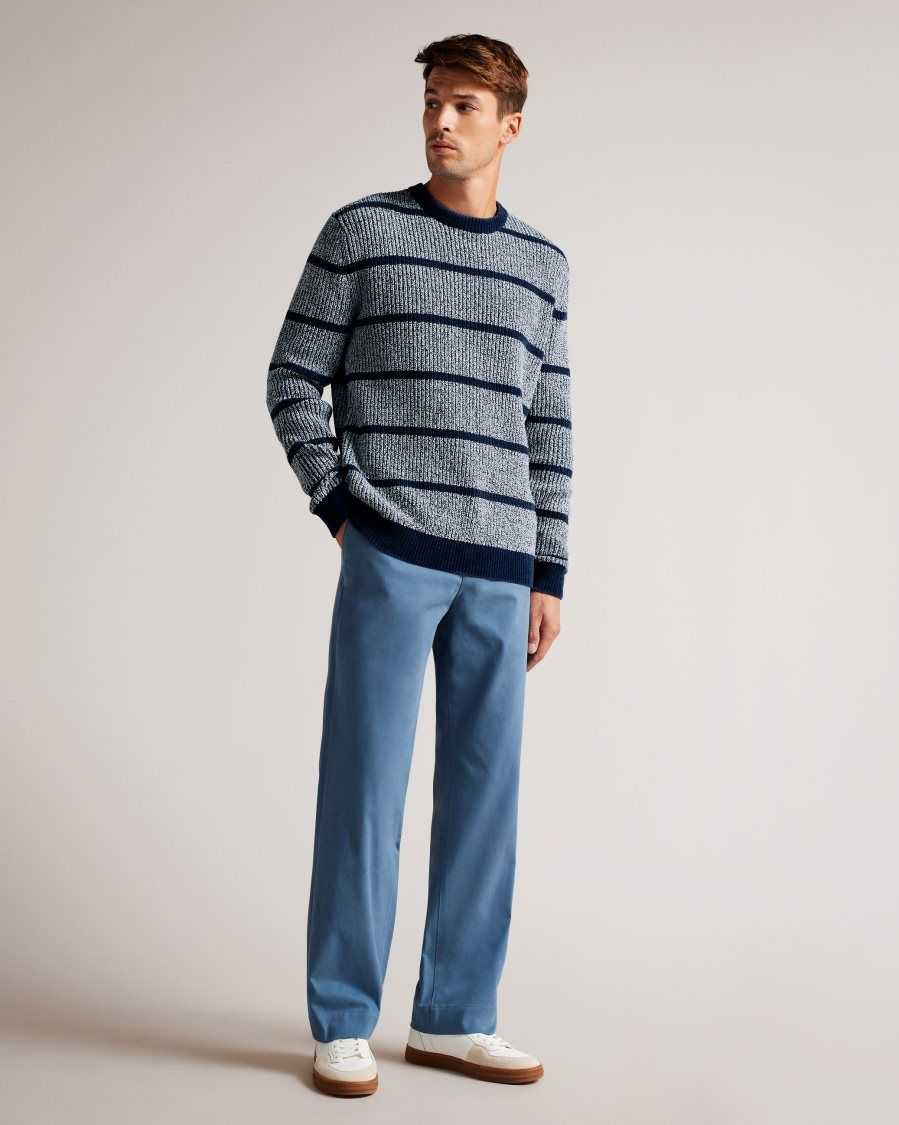 Ted Baker Angio Regular Fit Textured Stripe Jumper Blue | 47632-JZKR