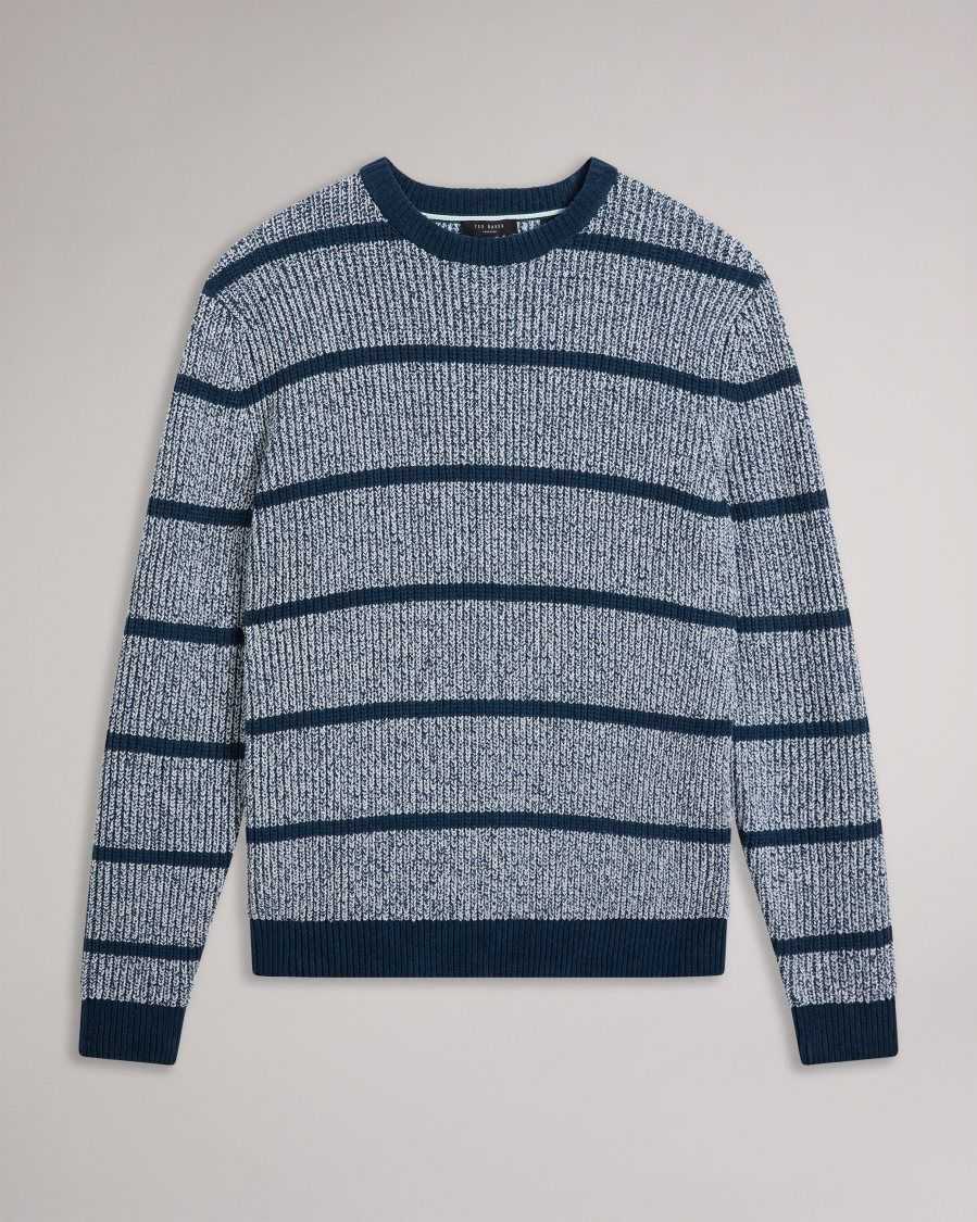 Ted Baker Angio Regular Fit Textured Stripe Jumper Blue | 47632-JZKR