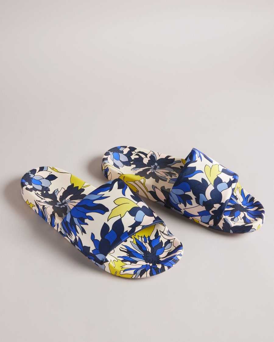 Ted Baker Anniti Floral Print Sliders Navy | 06924-OGJE