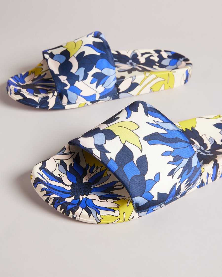 Ted Baker Anniti Floral Print Sliders Navy | 06924-OGJE