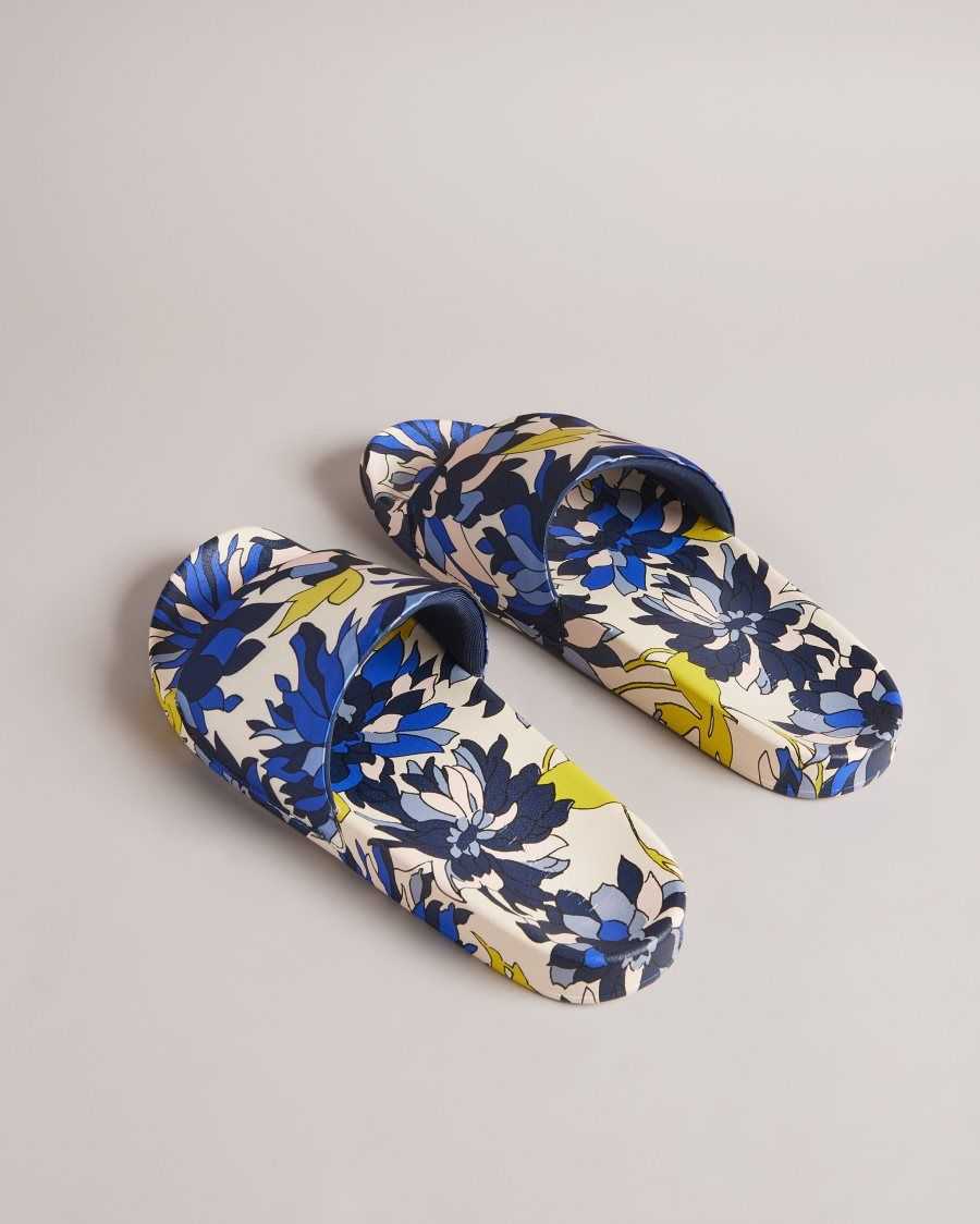 Ted Baker Anniti Floral Print Sliders Navy | 06924-OGJE