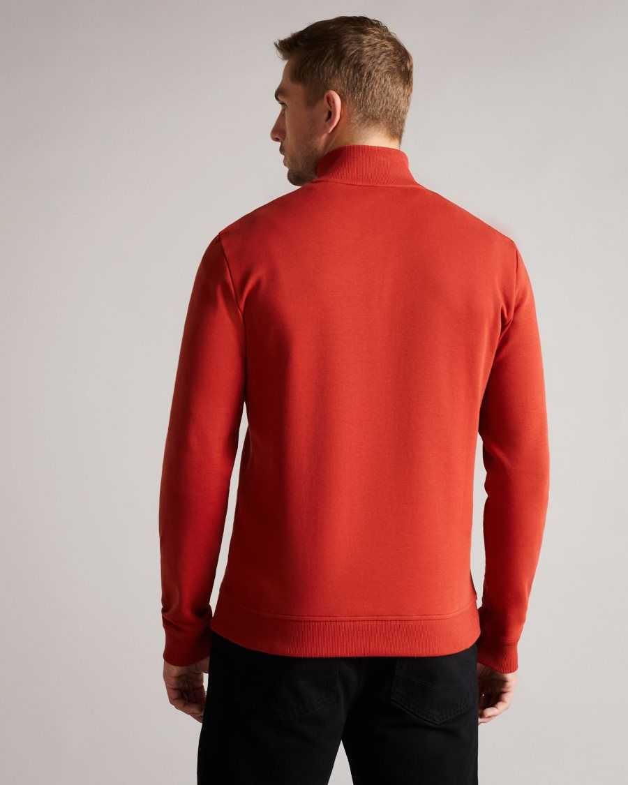 Ted Baker Antram Long Sleeve Half Zip Funnel Neck Dark Red | 07928-DJWI