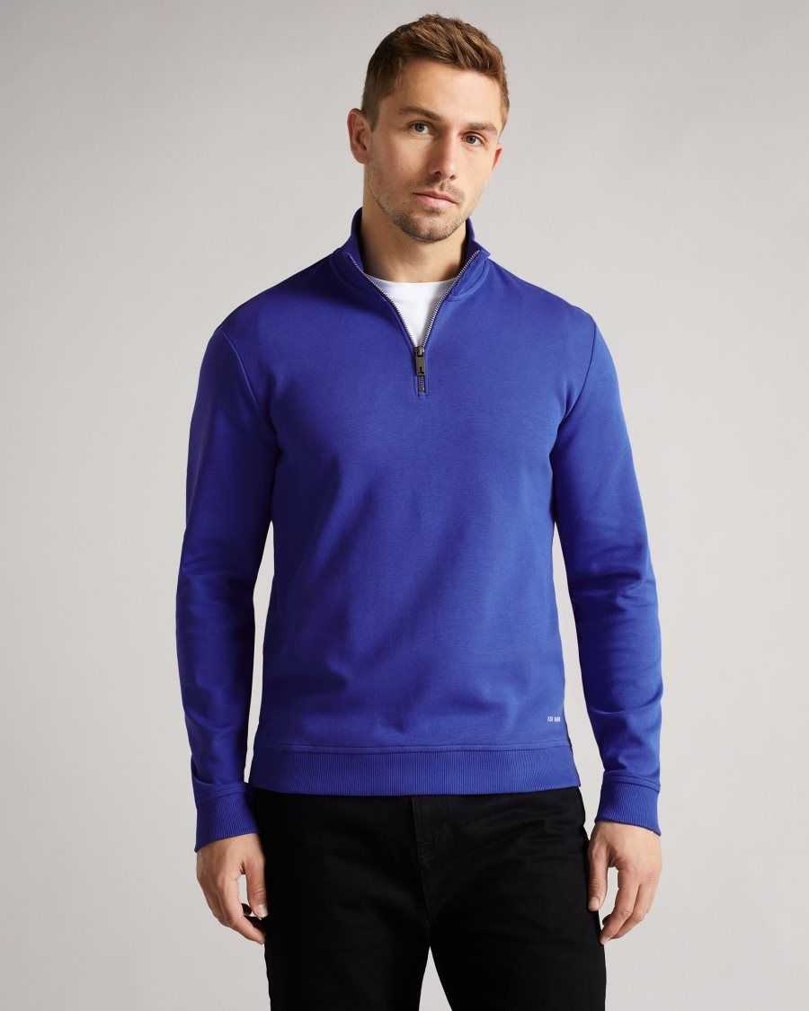 Ted Baker Antram Long Sleeve Half Zip Funnel Neck Blue | 75482-RMJZ