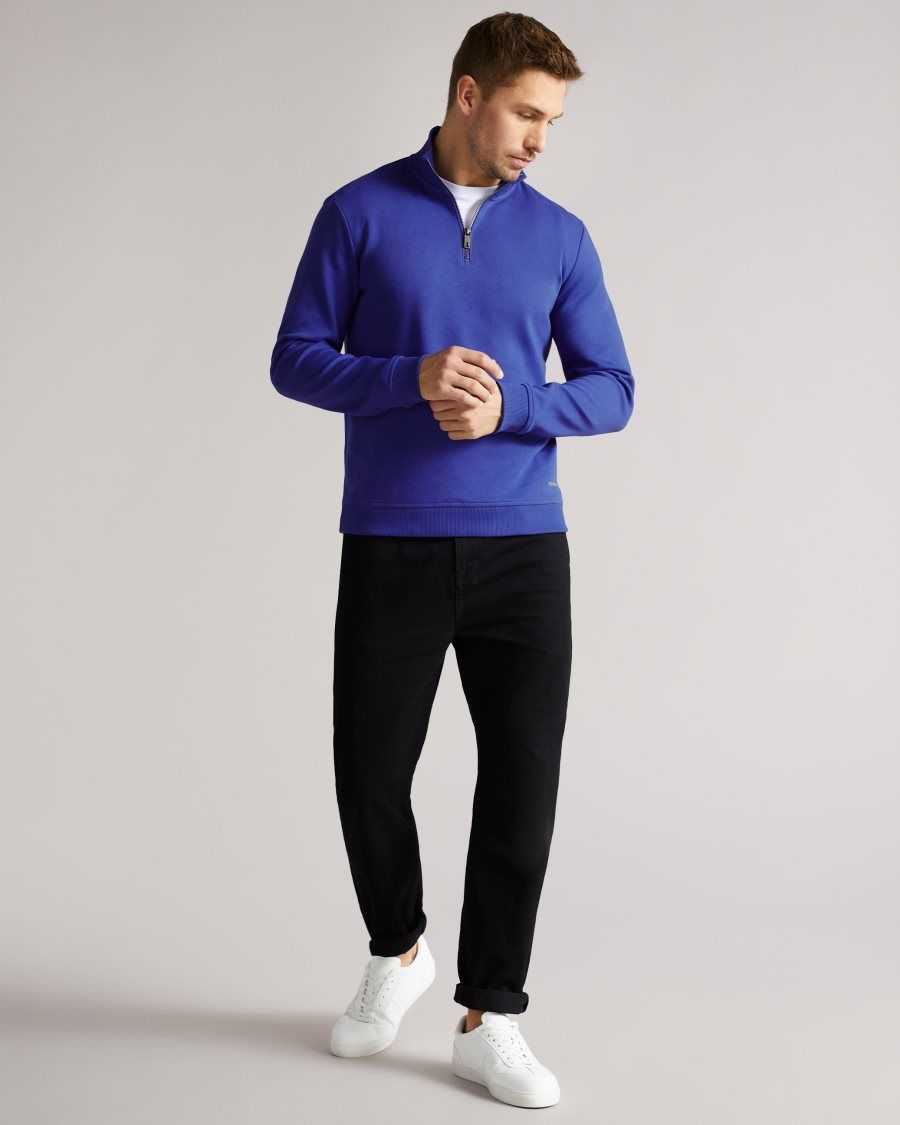 Ted Baker Antram Long Sleeve Half Zip Funnel Neck Blue | 75482-RMJZ