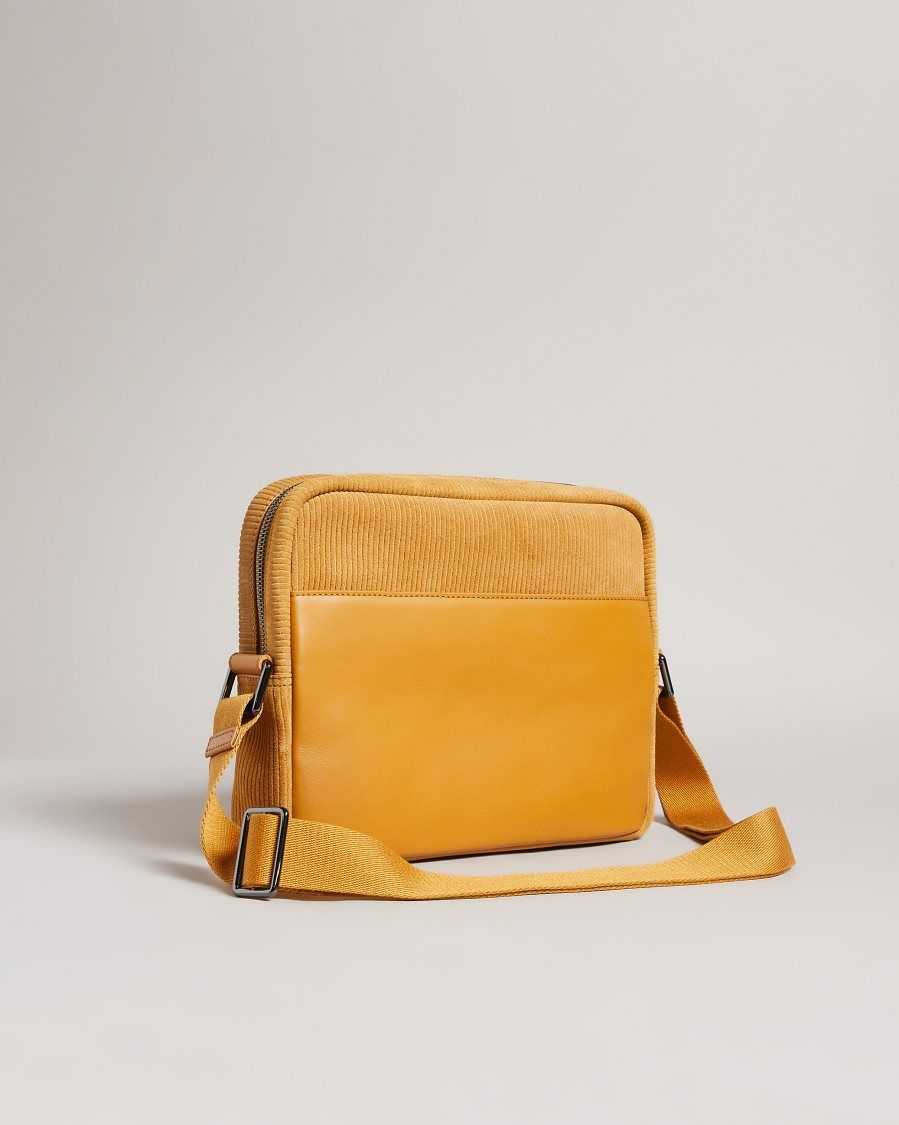 Ted Baker Anty Corduroy Suede Crossbody Bag Mustard | 79608-GRFL