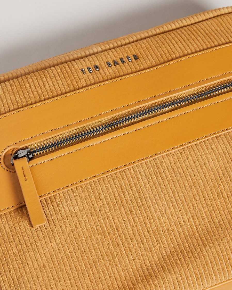 Ted Baker Anty Corduroy Suede Crossbody Bag Mustard | 79608-GRFL