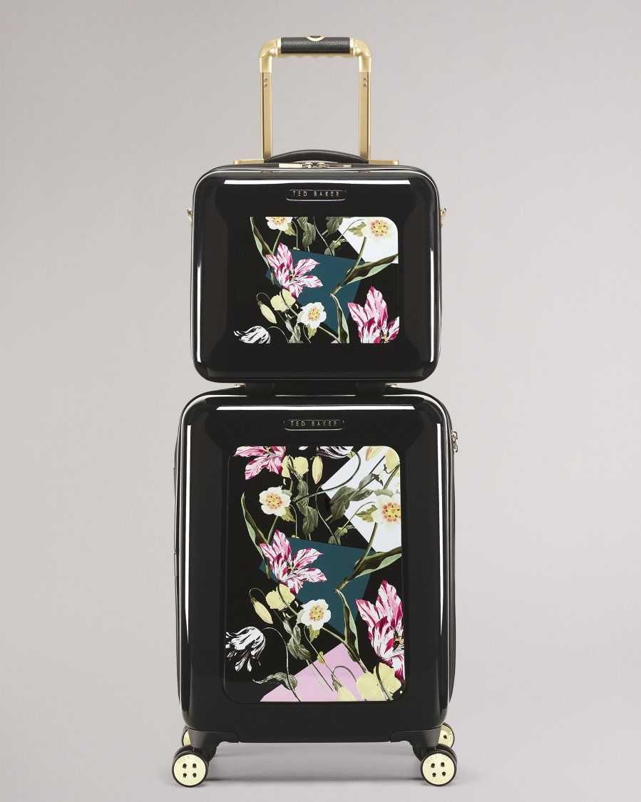 Ted Baker Anvil Spliced Floral Vanity Case Black | 17028-AZQS