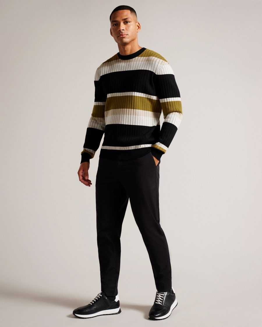 Ted Baker Array Long Sleeve Regular Fit Striped Jumper Natural | 10372-LPZJ