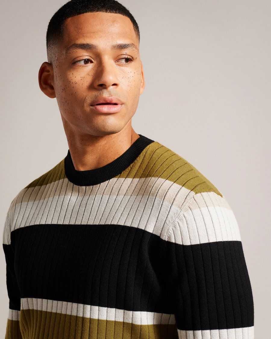 Ted Baker Array Long Sleeve Regular Fit Striped Jumper Natural | 10372-LPZJ