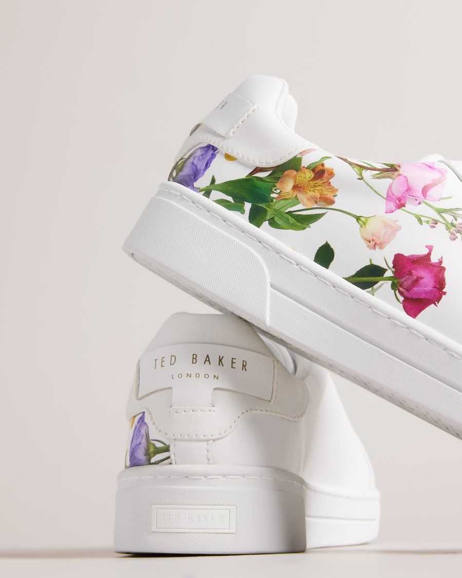 Ted Baker Artel Printed Floral Cupsole Trainers White | 50461-ELBF