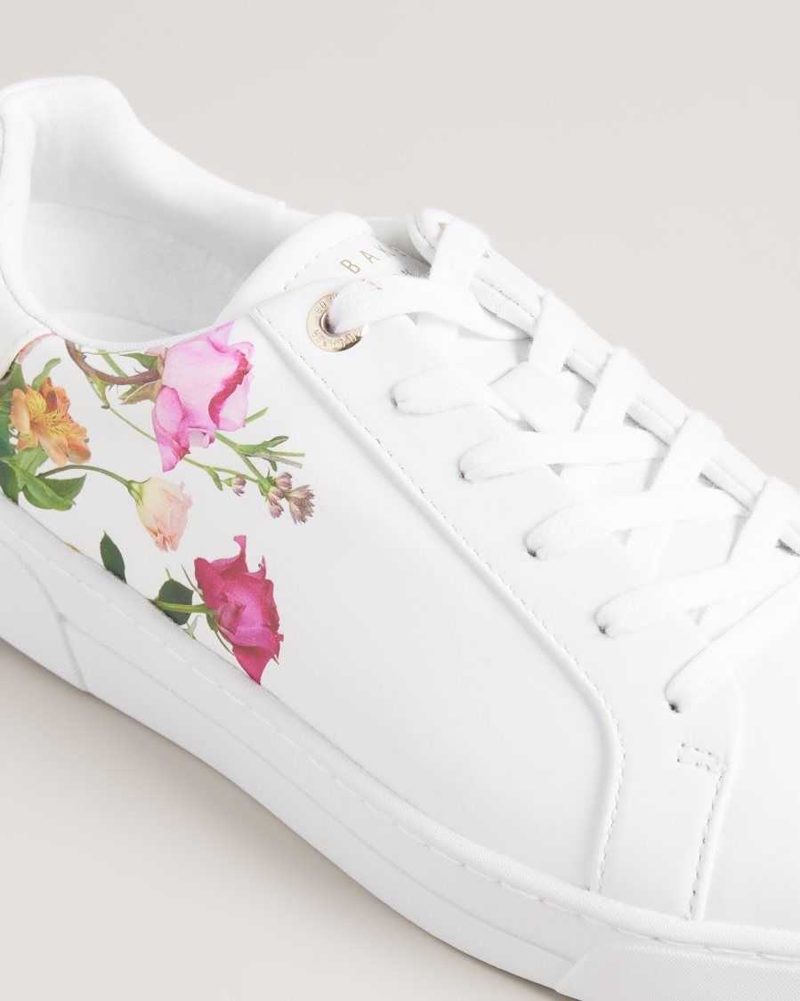 Ted Baker Artel Printed Floral Cupsole Trainers White | 50461-ELBF