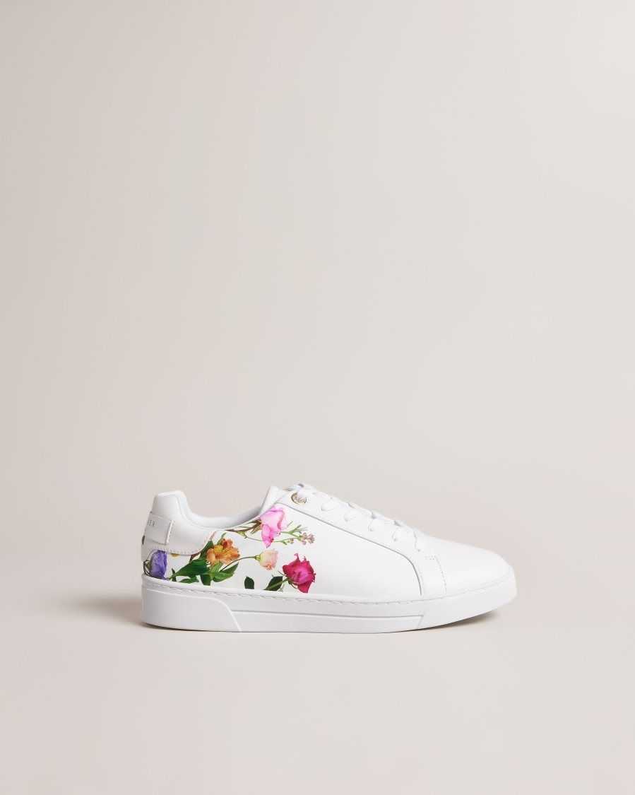 Ted Baker Artel Printed Floral Cupsole Trainers White | 50461-ELBF