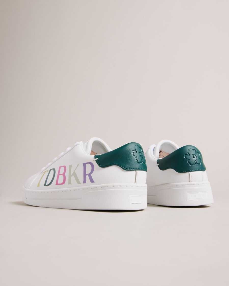 Ted Baker Artii Branded Leather Cupsole Trainers White | 02837-WKFV