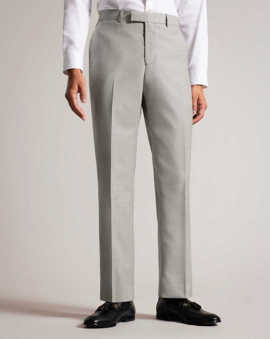 Ted Baker Artimtr Wool Cross Hatch Suit Trousers Stone | 69147-MWOJ