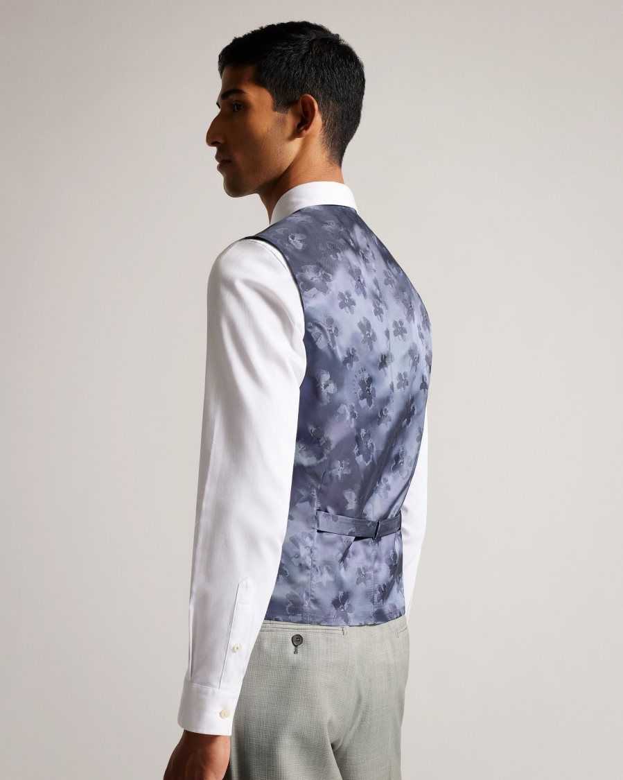 Ted Baker Artimwr Wool Cross Hatch Waistcoat Stone | 06824-MGUS