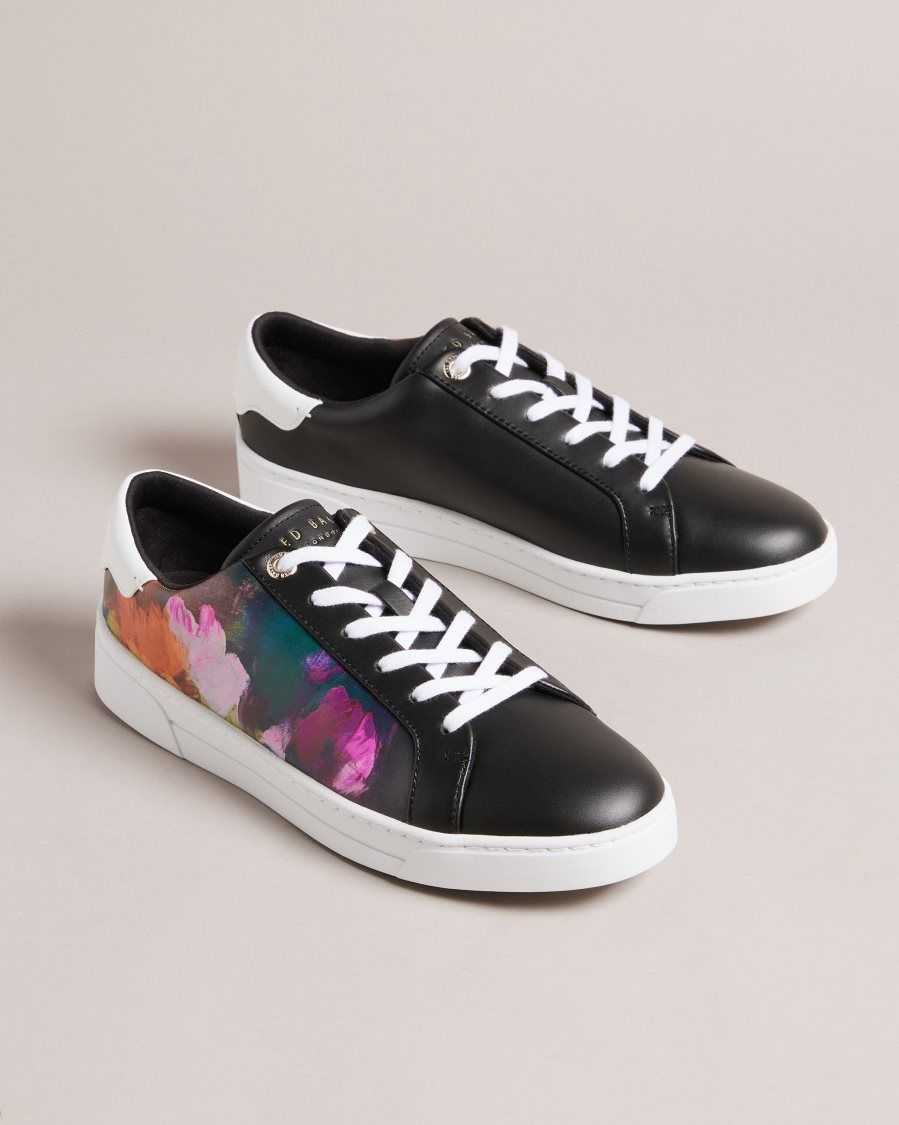 Ted Baker Artoh Art Print Leather Cupsole Trainers Black | 02815-SABC