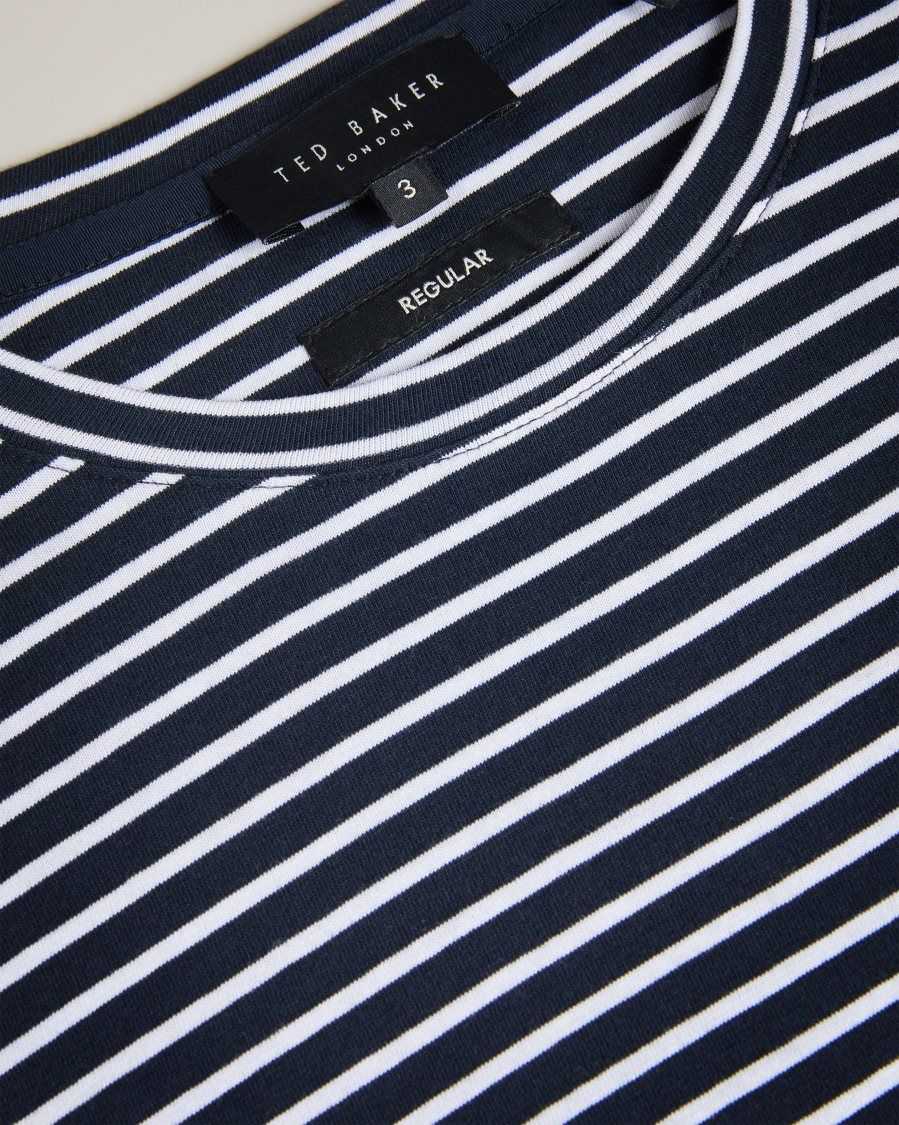 Ted Baker Arvan Short Sleeve Striped T-Shirt Navy | 98035-RPUZ