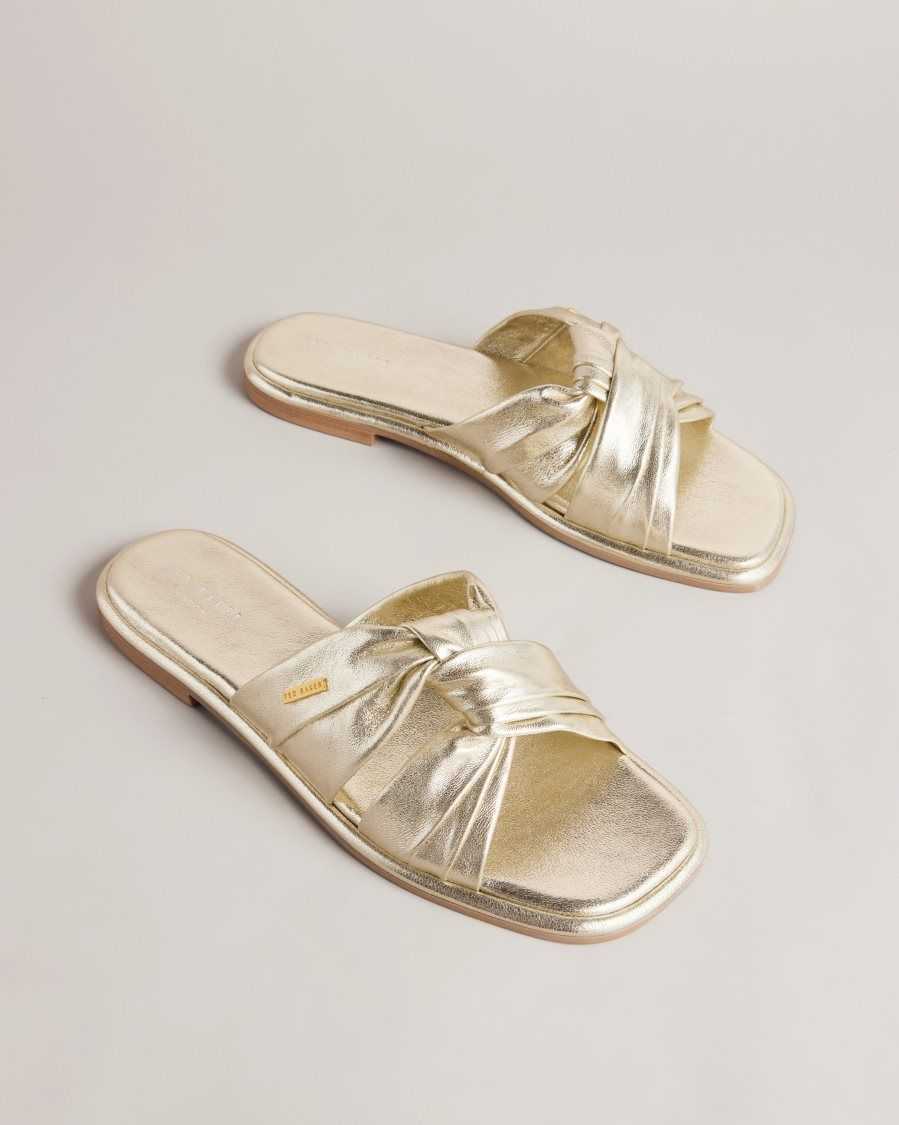 Ted Baker Ashiyu Flat Knotted Sandals Gold | 48150-LUQB