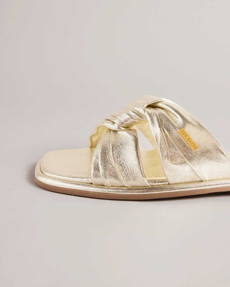 Ted Baker Ashiyu Flat Knotted Sandals Gold | 48150-LUQB