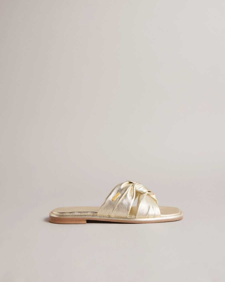 Ted Baker Ashiyu Flat Knotted Sandals Gold | 48150-LUQB