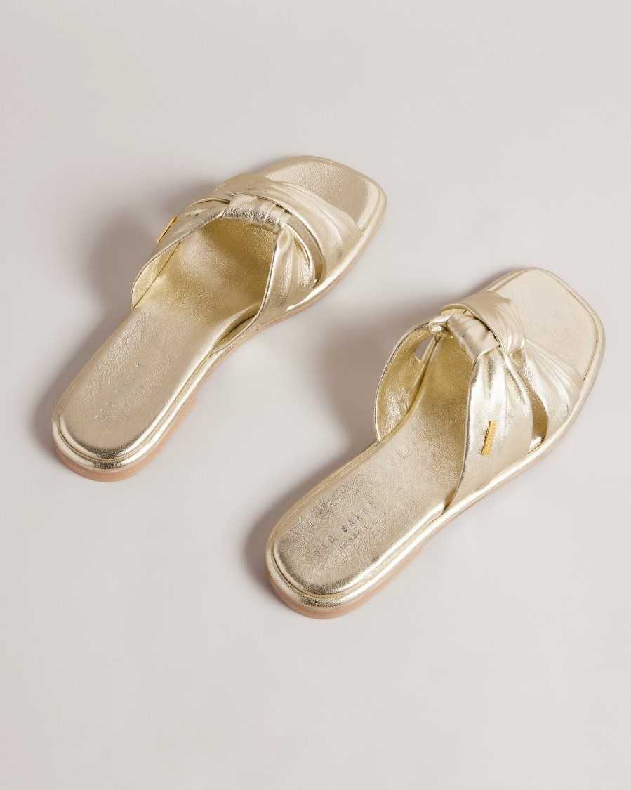 Ted Baker Ashiyu Flat Knotted Sandals Gold | 36927-LCDG