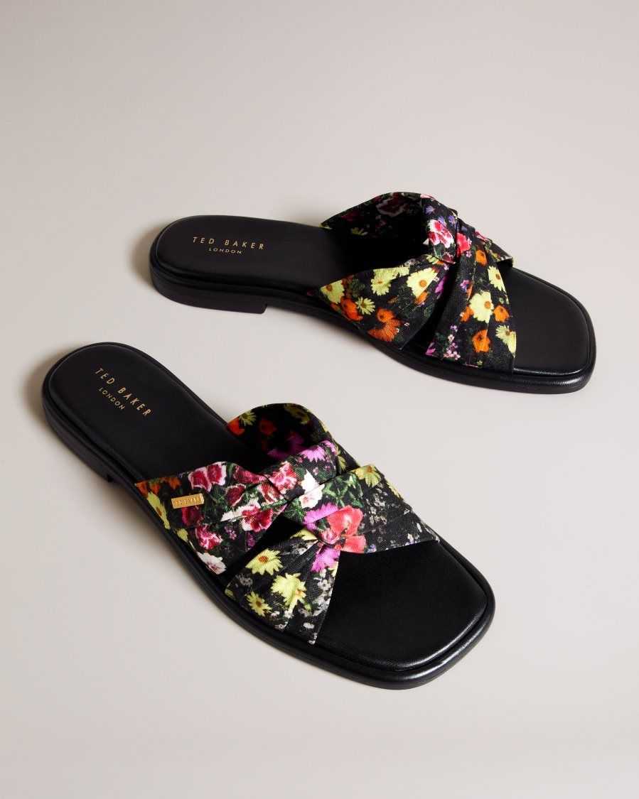 Ted Baker Ashni Floral Soft Knot Sandals Black | 64308-UBMW