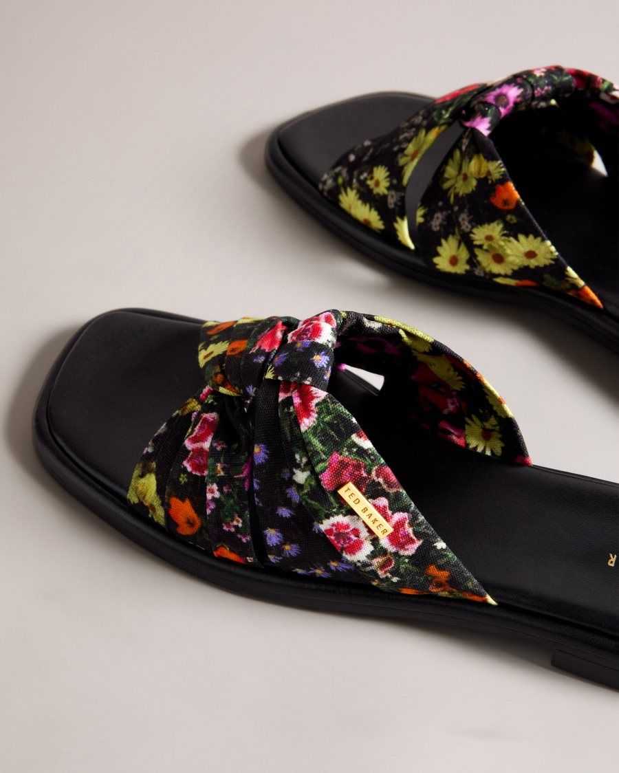 Ted Baker Ashni Floral Soft Knot Sandals Black | 64308-UBMW