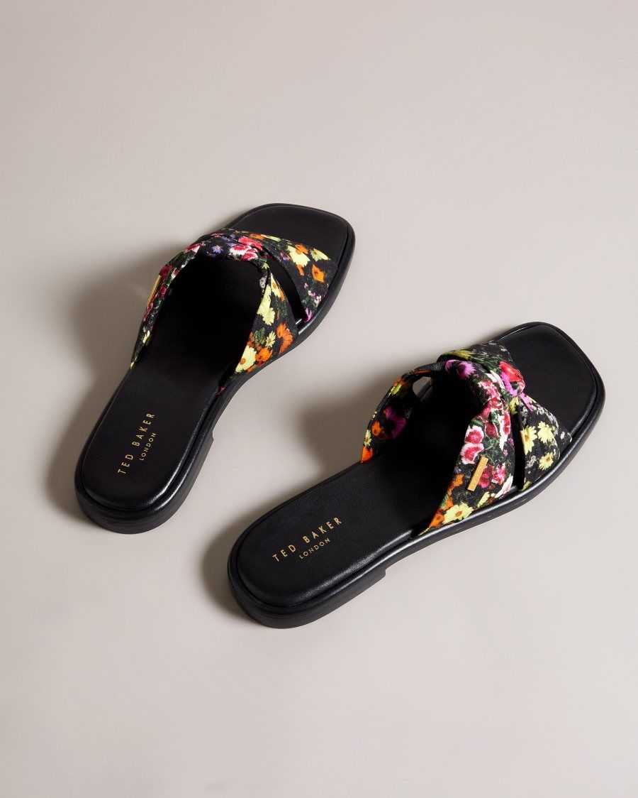 Ted Baker Ashni Floral Soft Knot Sandals Black | 64308-UBMW