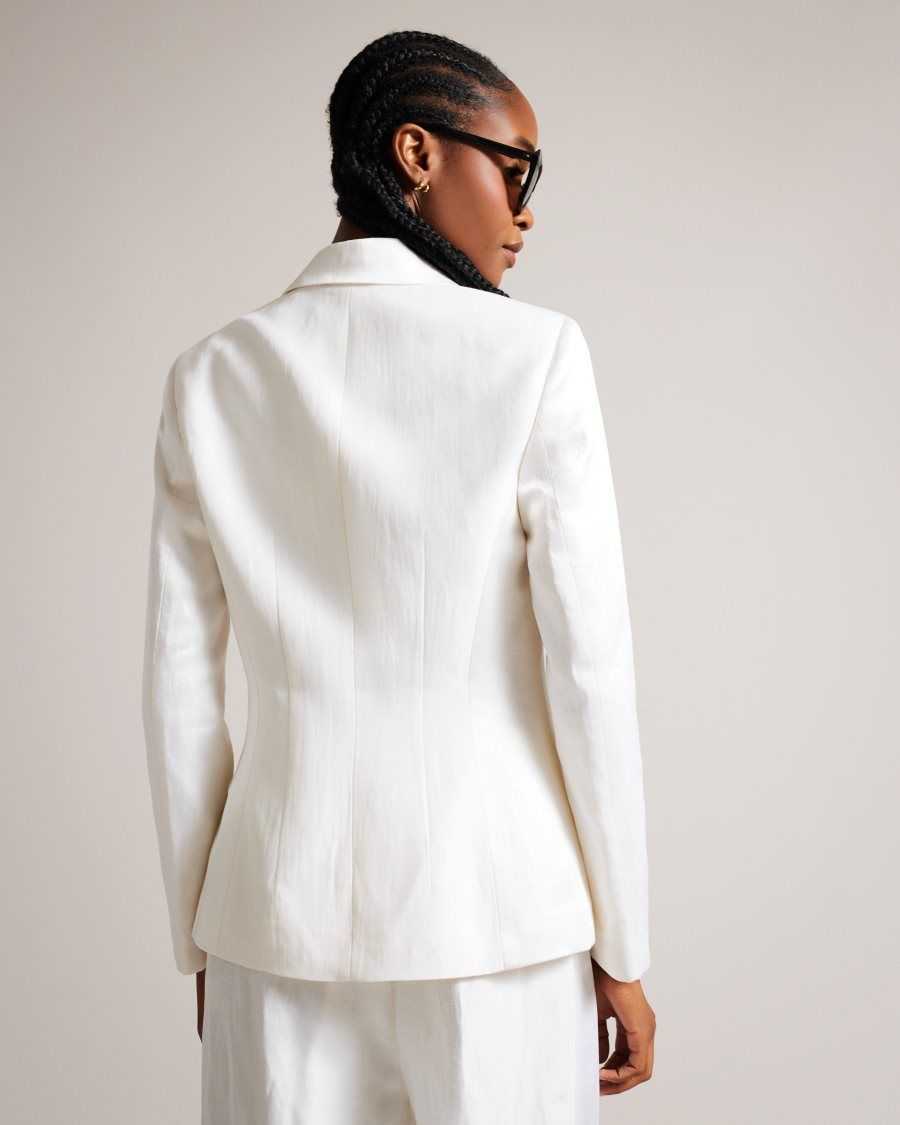 Ted Baker Astaa Linen Blend Tuxedo Jacket Cream | 42763-WVSI