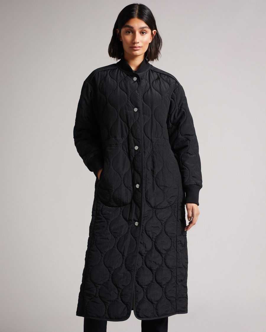 Ted Baker Avverii Long Quilted Coat Black | 51047-WOPG