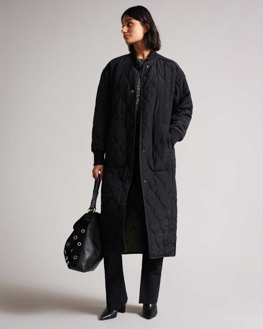 Ted Baker Avverii Long Quilted Coat Black | 51047-WOPG