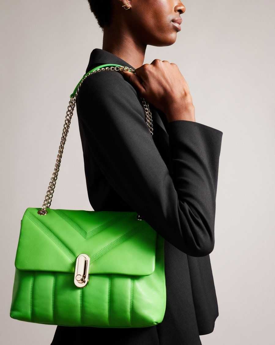 Ted Baker Ayahlin Puffer Quilted Leather Crossbody Bag Green | 20917-NSUA