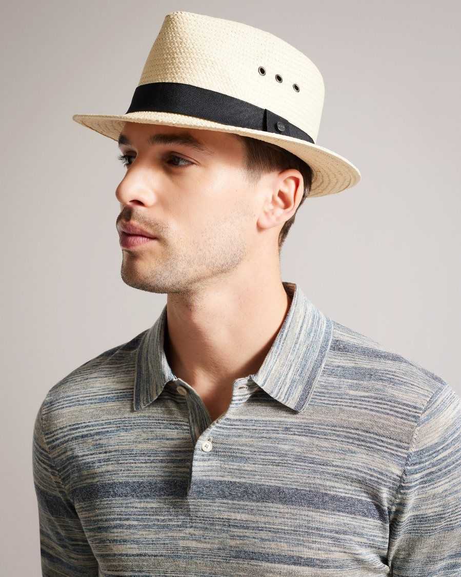 Ted Baker Aydinn Mens Straw Trilby Natural | 58743-PYMN