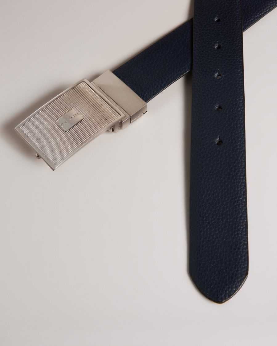 Ted Baker Aydon Textured Buckle Belt Navy | 94826-NRTU