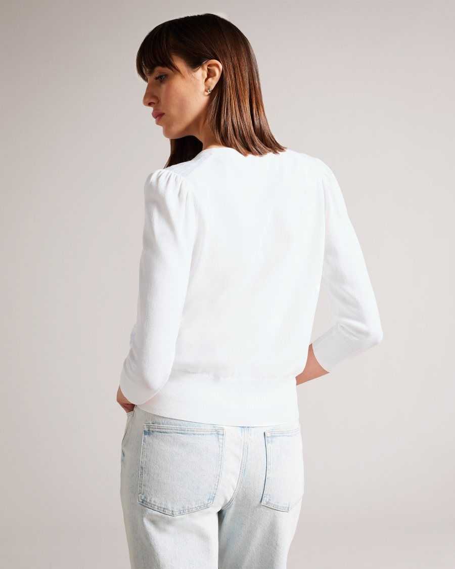 Ted Baker Baliner Sequin Detail Knit Cardigan White | 40865-ZRFX