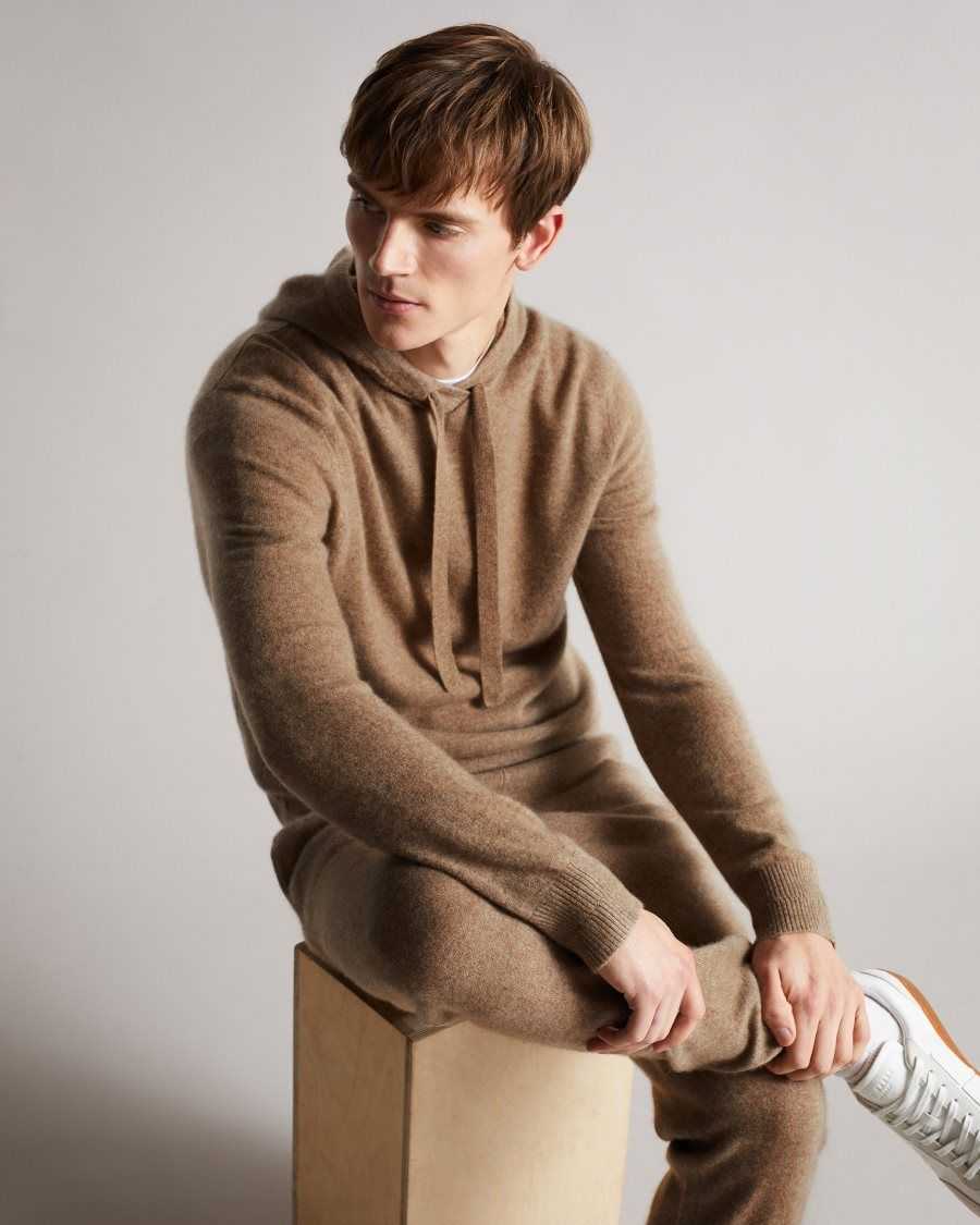 Ted Baker Bannks Cashmere Hoodie Brown | 72036-UVMI