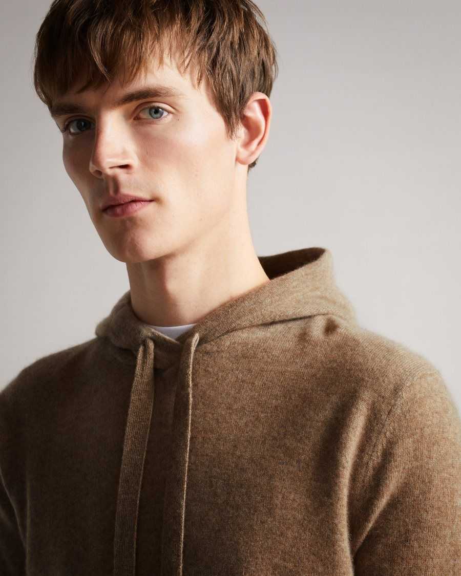 Ted Baker Bannks Cashmere Hoodie Brown | 72036-UVMI