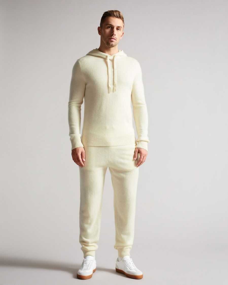 Ted Baker Bannks Cashmere Hoodie Ecru | 19023-FOCZ