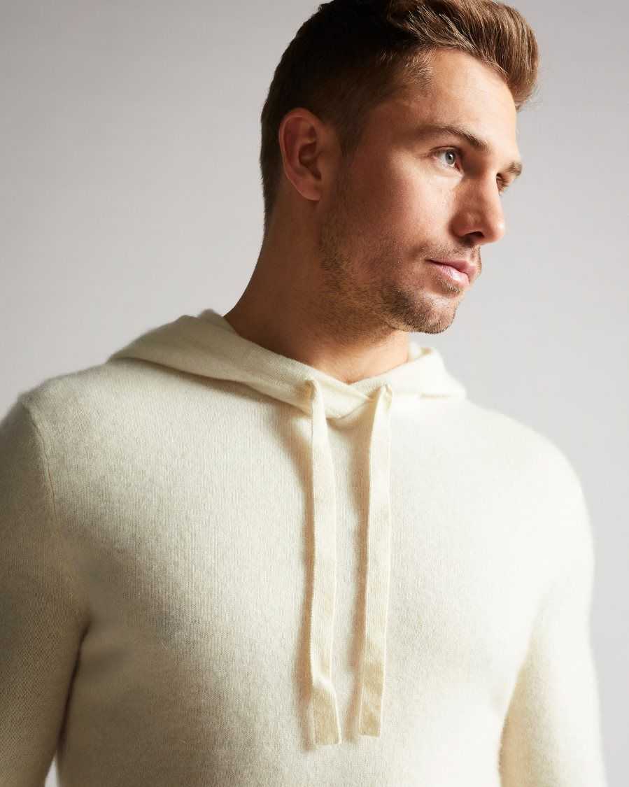 Ted Baker Bannks Cashmere Hoodie Ecru | 19023-FOCZ