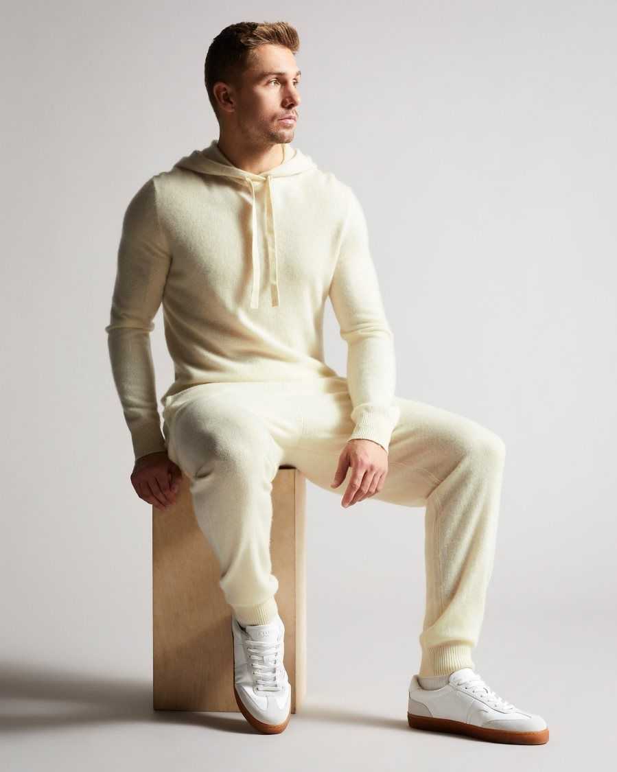 Ted Baker Bannks Cashmere Hoodie Ecru | 19023-FOCZ