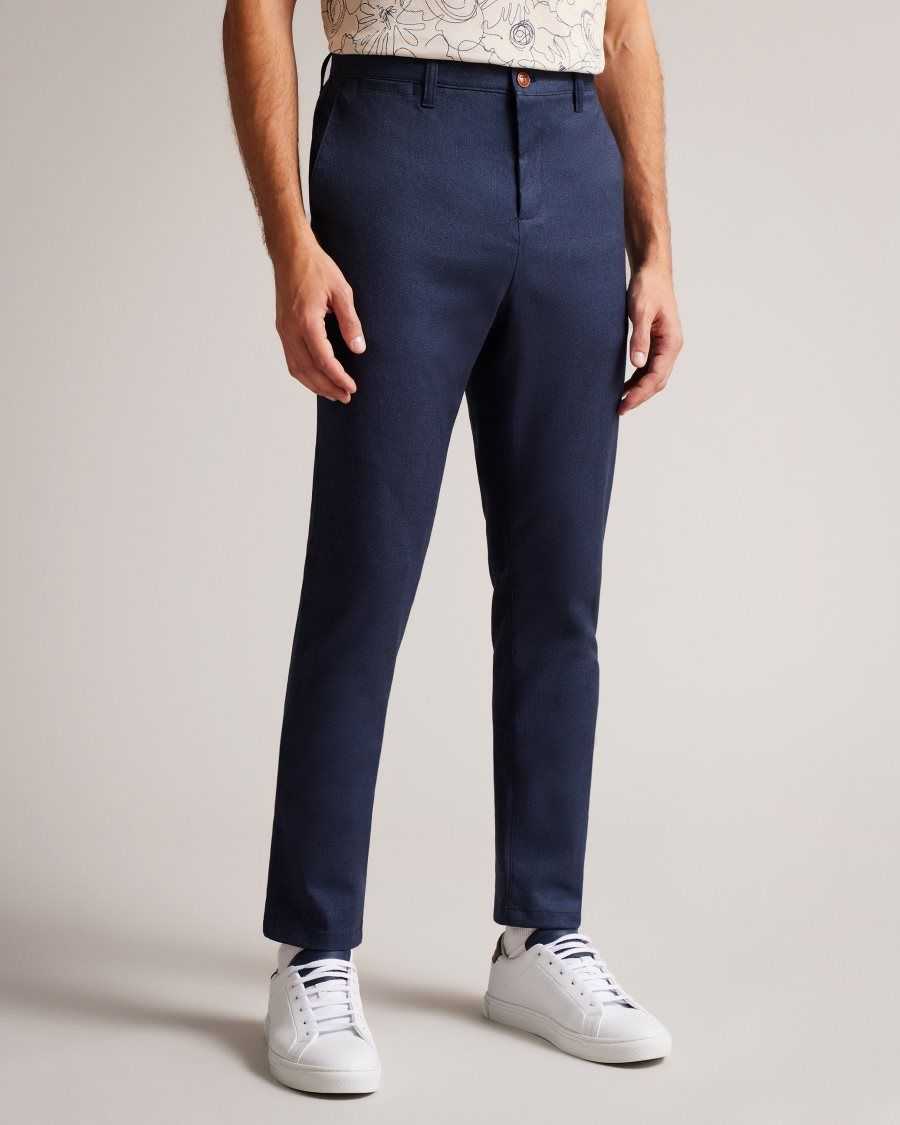 Ted Baker Baren Irvine Fit Textured Trousers Navy | 58327-RYUN