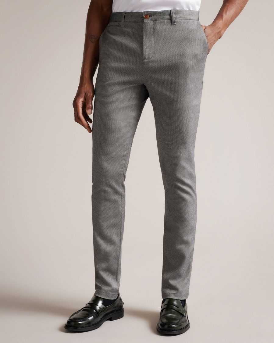 Ted Baker Baren Irvine Fit Textured Trousers Light Grey | 40132-ANMH