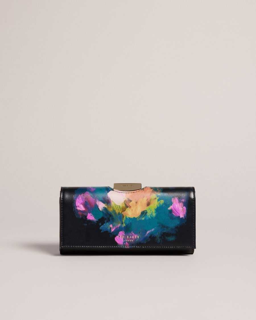 Ted Baker Bavan Large Art Print Bobble Purse Black | 45319-YZUE