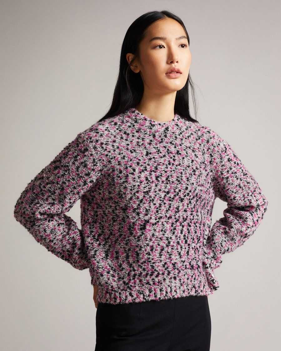 Ted Baker Bbetsy Engineered Cropped Jumper Deep-Pink | 34697-QJDC