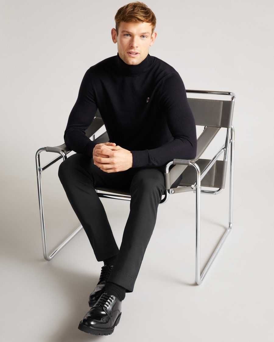 Ted Baker Beckton Merino wool roll neck Navy | 87562-MZYB