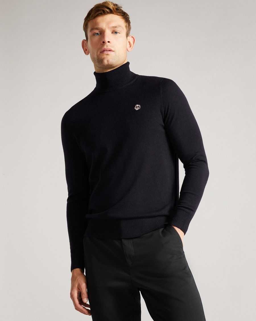 Ted Baker Beckton Merino wool roll neck Navy | 87562-MZYB