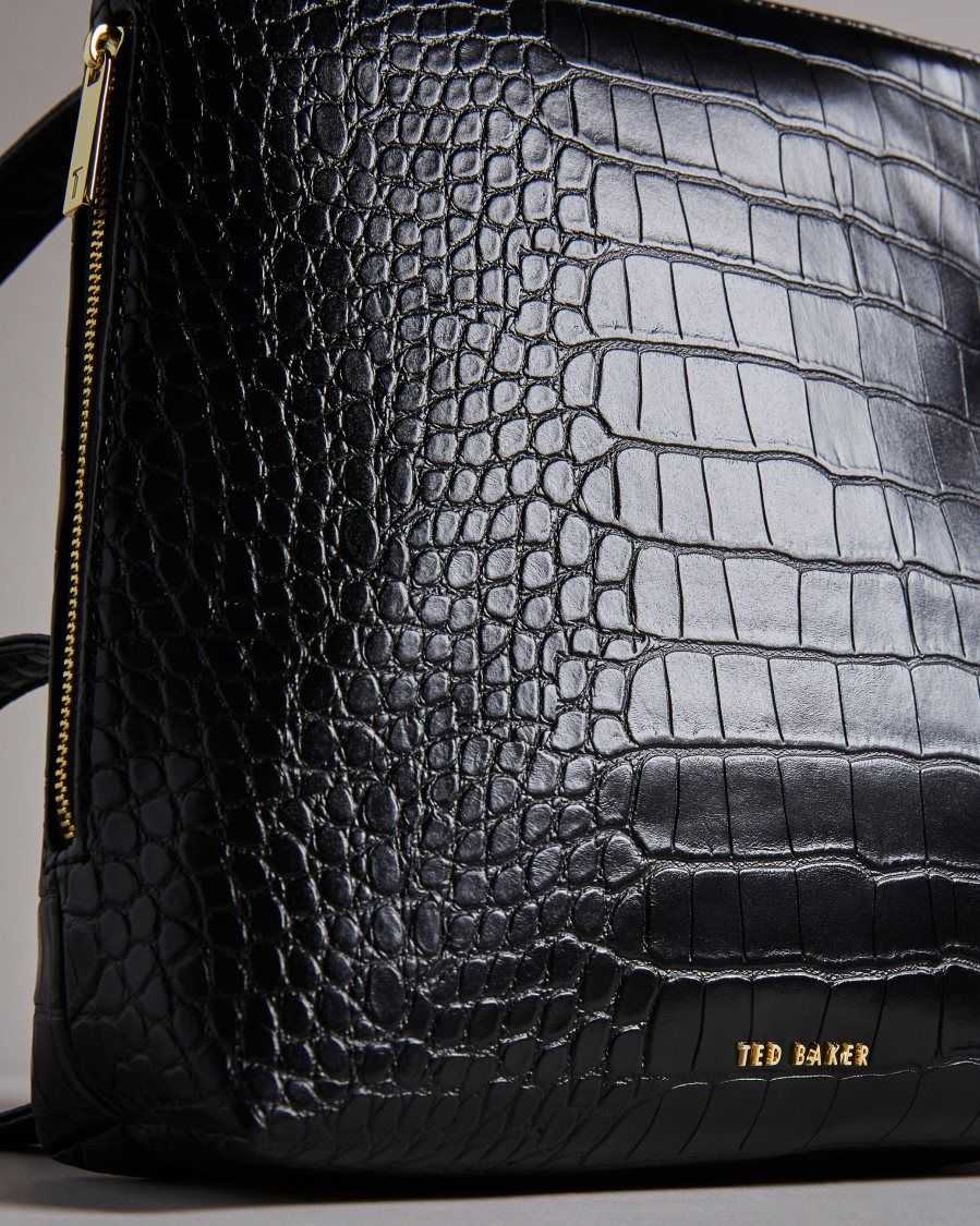 Ted Baker Belax Mock Croc PU Backpack Black | 39046-OQRG